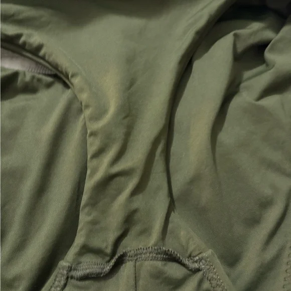 BECCA Siren Olive Green One Piece Swimsuit. Cute Circular Cutouts, Tie Back. - Picture 12 of 16